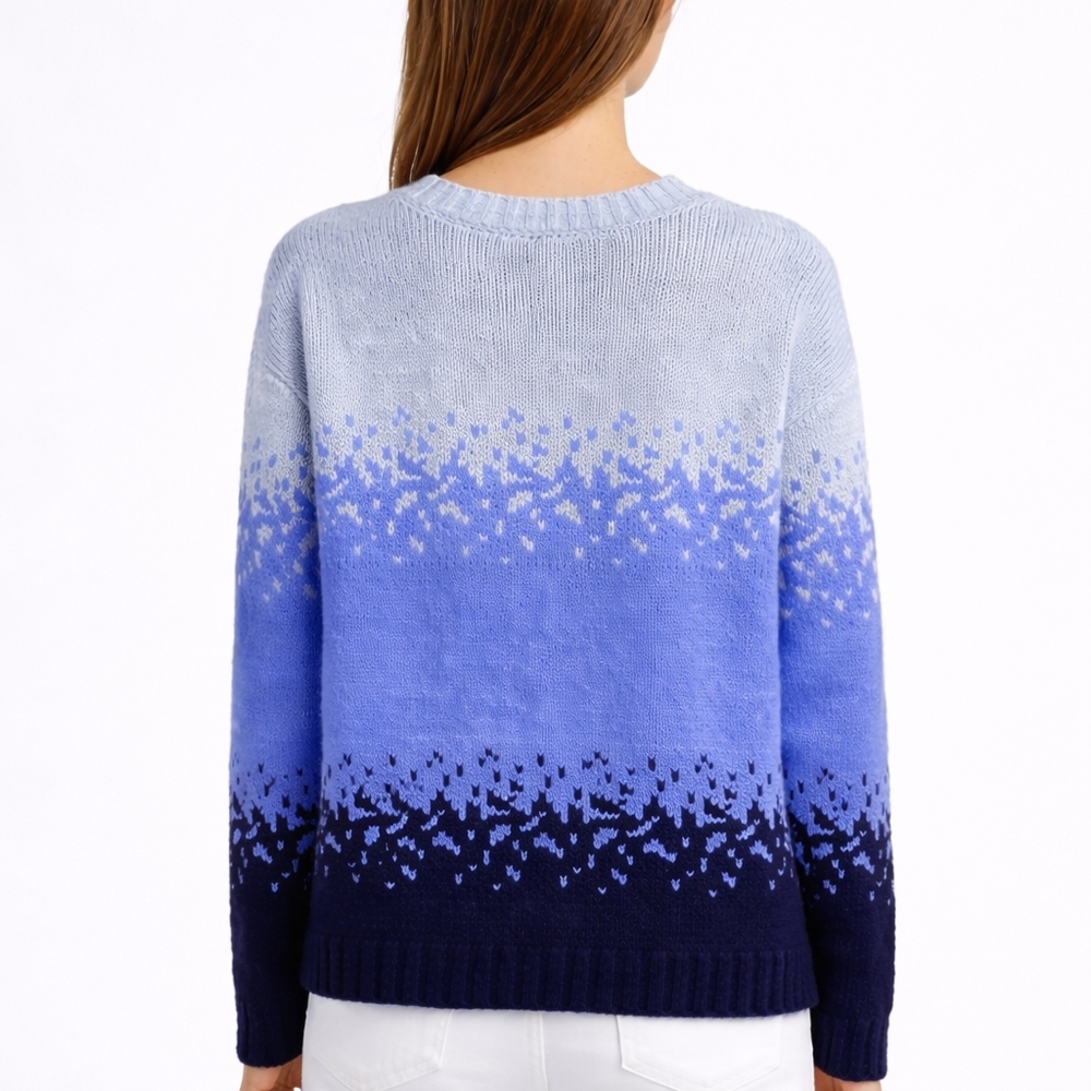 Bloomingdale’s Cashmere Ombre Sweater NWT Med 100% 2-Ply Blue Gradient Luxe Soft - Picture 2 of 8